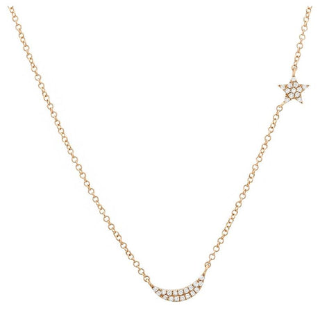 0.09 Ctw Diamond 14k Rose Gold Round Shape Womens Diamond Necklace