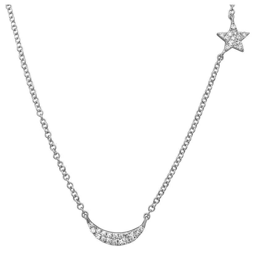 0.09 Ctw Diamond 14k White Gold Round Shape Womens Diamond Necklace