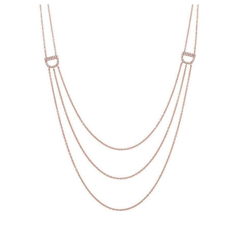 0.17 Ctw Diamond 14k Rose Gold Round Shape Womens Diamond Necklace