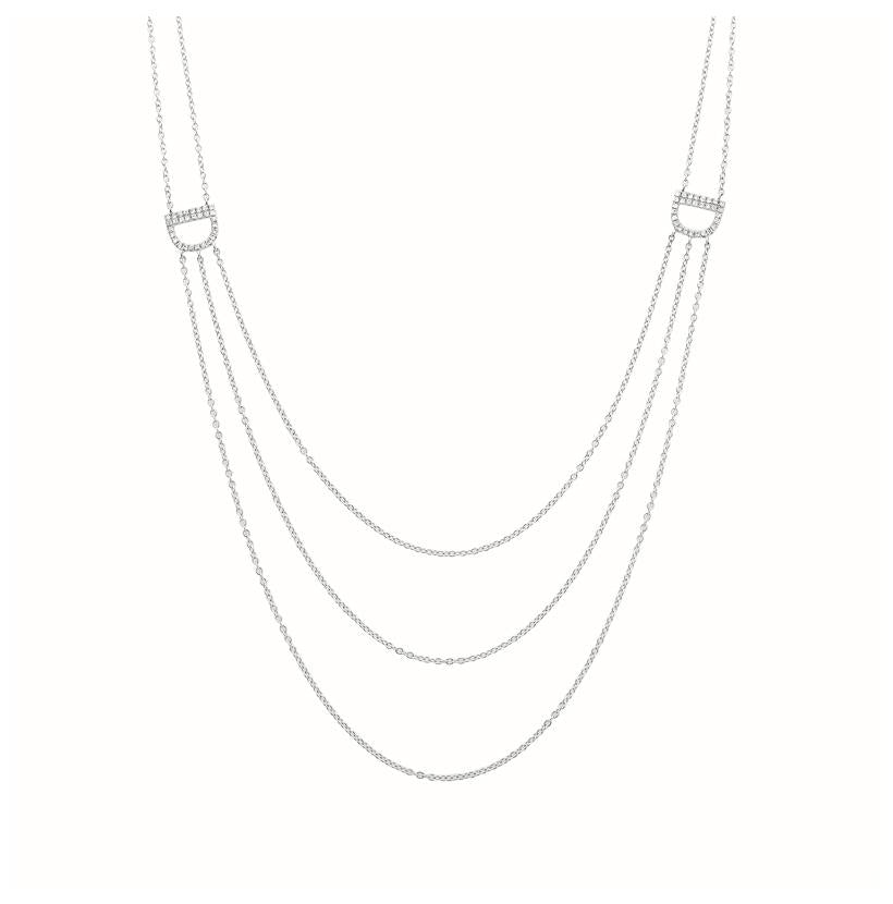 0.17 Ctw Diamond 14k White Gold Round Shape Womens Diamond Necklace