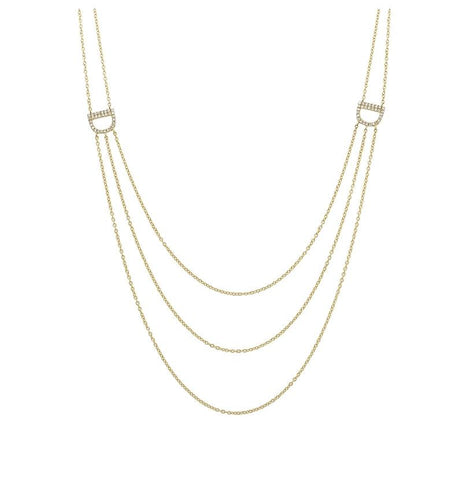 0.16 Ctw Diamond 14k Yellow Gold Round Shape Womens Diamond Necklace