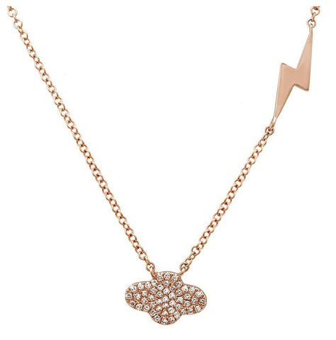 0.09 Ctw Diamond 14k Rose Gold Round Shape Womens Diamond Necklace