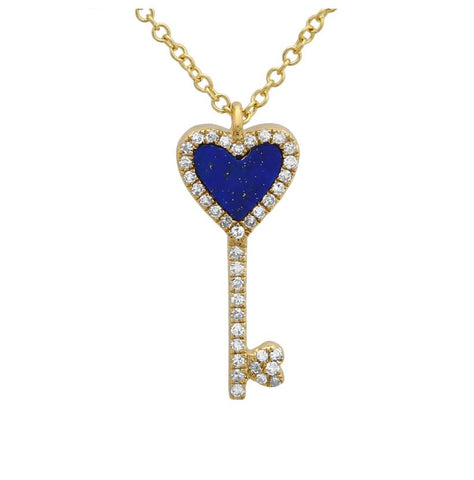 0.1 Ctw Diamond 14k Yellow Gold Lapis Round Shape Womens Gemstone Necklace Pendant With 16 Inch Chain