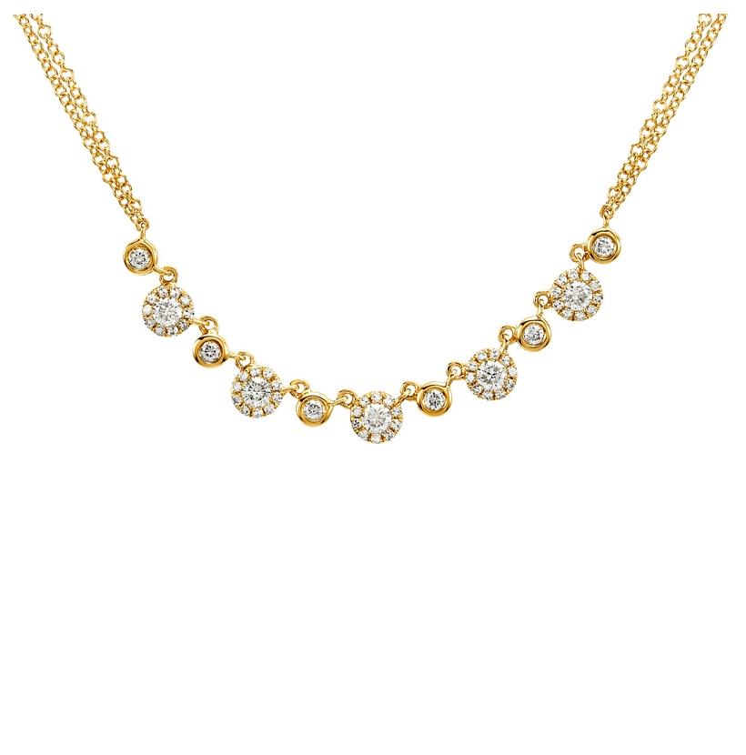 0.56 Ctw Diamond 14k Yellow Gold Round Shape Womens Diamond Necklace