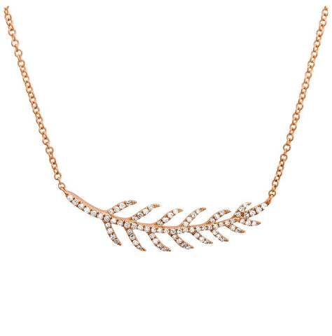 0.21 Ctw Diamond 14k Rose Gold Round Shape Womens Diamond Necklace