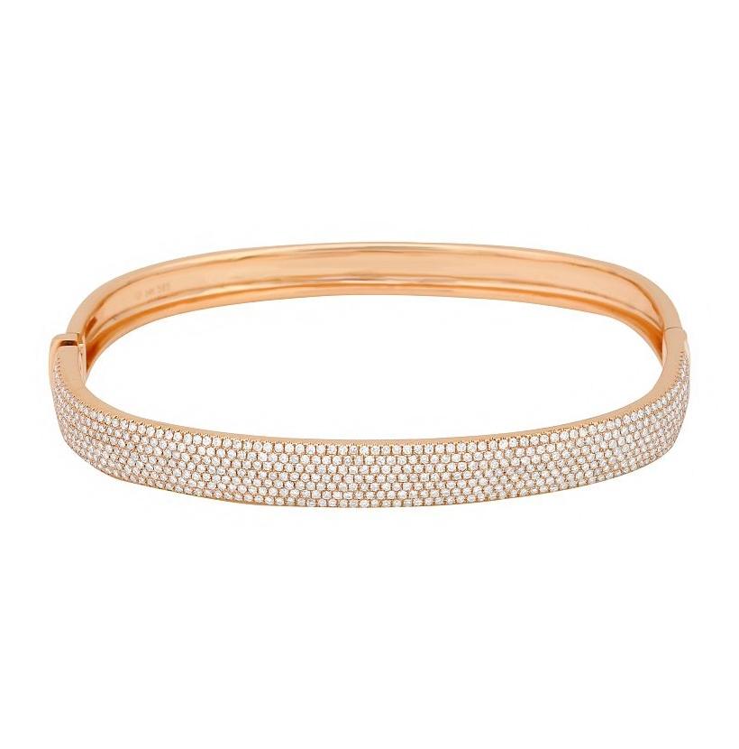 1.82 Ctw Diamond 14k Rose Gold Round Shape Womens Diamond Bangle Bracelet