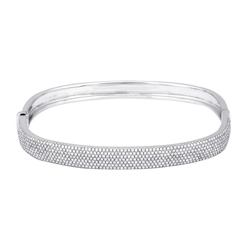 1.79 Ctw Diamond 14k White Gold Round Shape Womens Diamond Bangle Bracelet