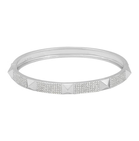 0.95 Ctw Diamond 14k White Gold Round Shape Womens Diamond Bangle Bracelet