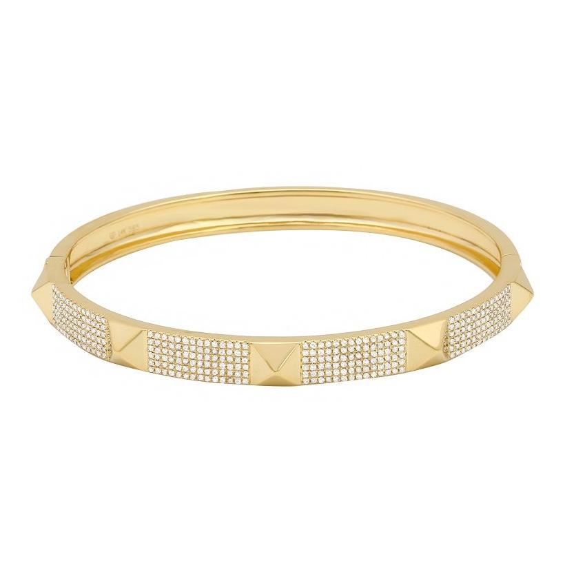 0.94 Ctw Diamond 14k Yellow Gold Round Shape Womens Diamond Bangle Bracelet