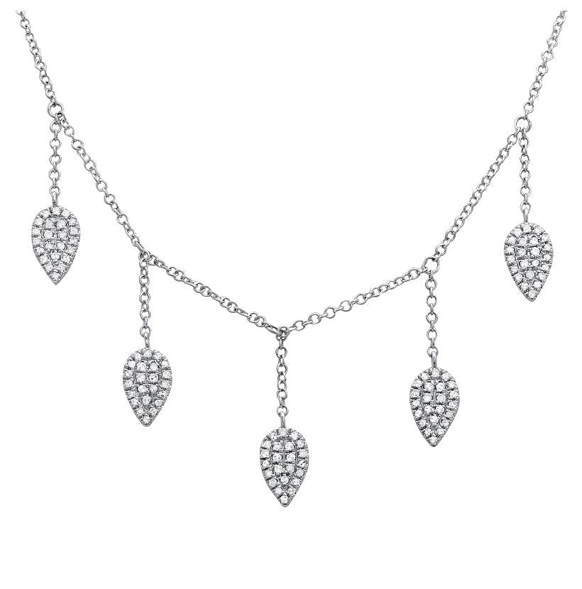 0.29 Ctw Diamond 14k White Gold Round Shape Womens Diamond Necklace