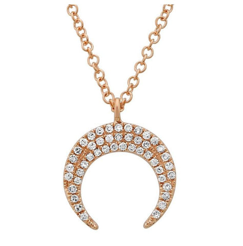 0.11 Ctw Diamond 14k Rose Gold Round Shape Womens Diamond Necklace Pendant With 16 Inch Chain