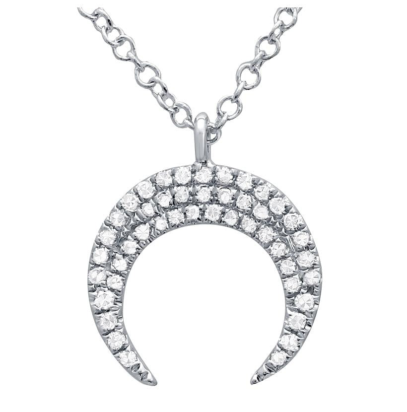 0.11 Ctw Diamond 14k White Gold Round Shape Womens Diamond Necklace