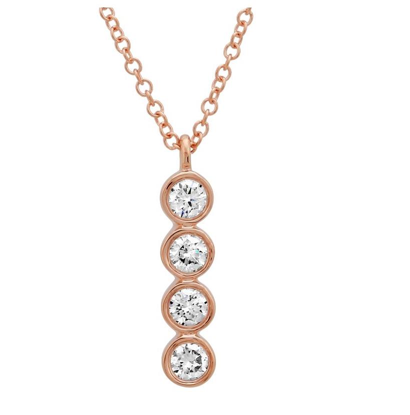 0.28 Ctw Diamond 14k Rose Gold Round Shape Womens Diamond Necklace Pendant With 16 Inch Chain