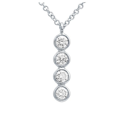 0.28 Ctw Diamond 14k White Gold Round Shape Womens Diamond Necklace