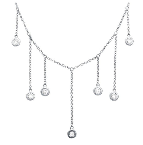 0.48 Ctw Diamond 14k White Gold Round Shape Womens Diamond Necklace