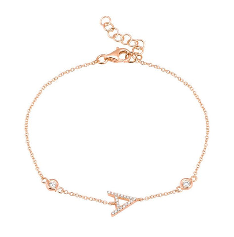 0.1 Ctw Diamond 14k Rose Gold Round Shape Womens Diamond Bracelet