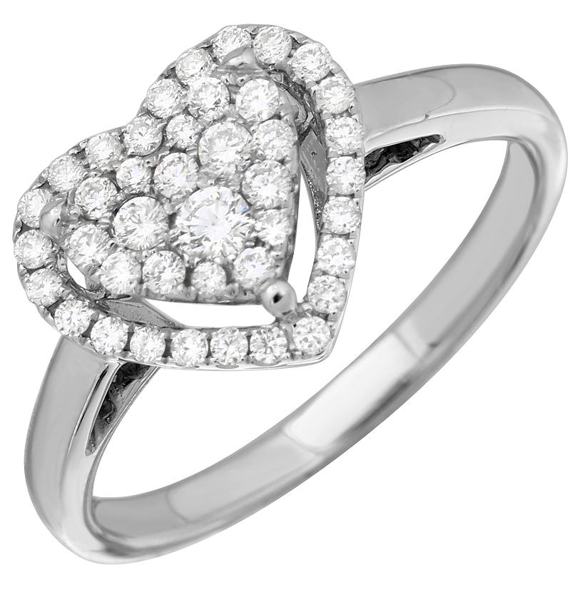 0.34 Ctw Diamond 18k White Gold Round Shape Womens Diamond Ring
