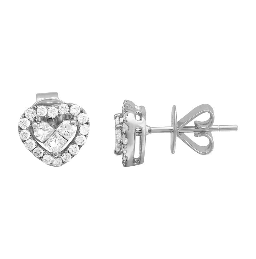 0.76 Ctw Diamond 18k White Gold Round Multi Shape Womens Diamond Earrings