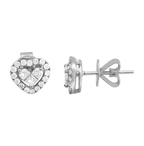 0.76 Ctw Diamond 18k White Gold Round Multi Shape Womens Diamond Earrings