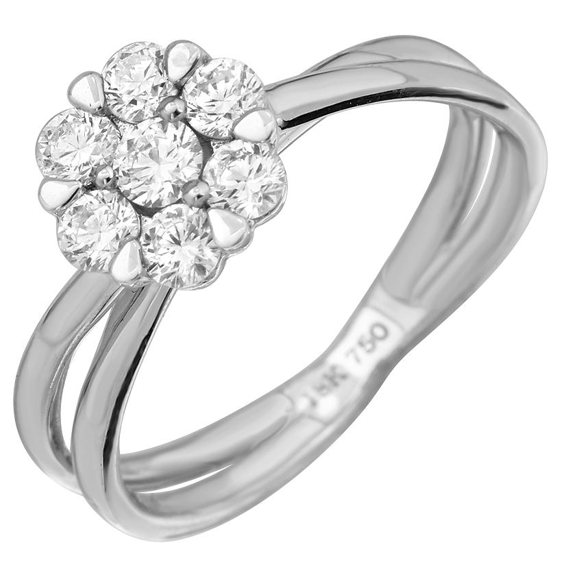 0.55 Ctw Diamond 18k White Gold Round Shape Womens Diamond Ring