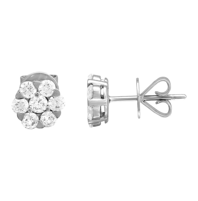 1.12 Ctw Diamond 18k White Gold Round Shape Womens Diamond Earrings