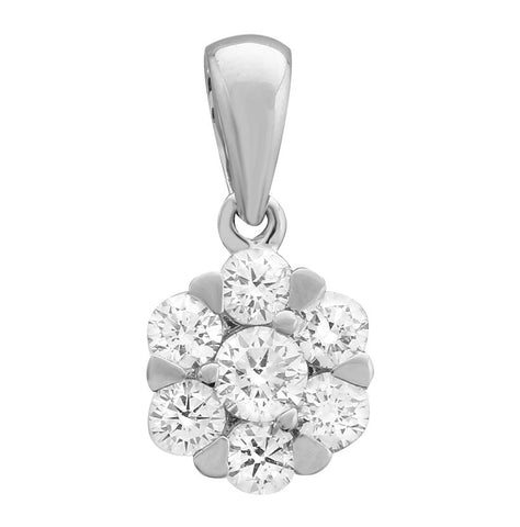 0.53 Ctw Diamond 18k White Gold Round Shape Womens Diamond Necklace Pendant