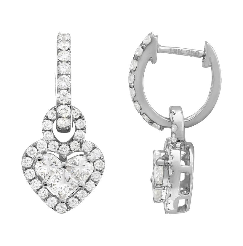 1.49 Ctw Diamond 18k White Gold Round Multi Shape Womens Diamond Earrings