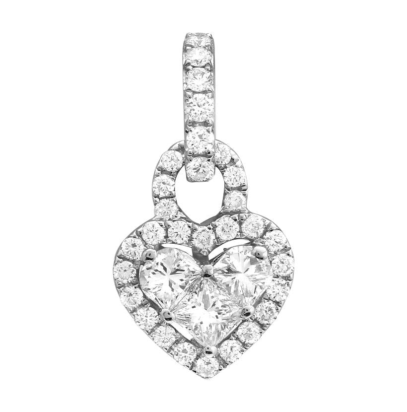 0.72 Ctw Diamond 18k White Gold Round Multi Shape Womens Diamond Necklace Pendant