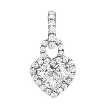 0.69 Ctw Diamond 18k White Gold Round Multi Shape Womens Diamond Necklace Pendant