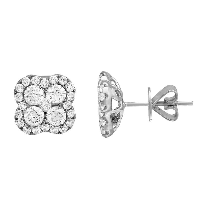 2.28 Ctw Diamond 18k White Gold Round Shape Womens Diamond Earrings