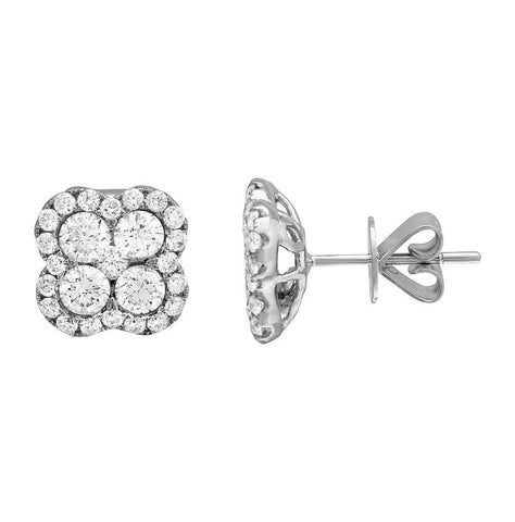 2.28 Ctw Diamond 18k White Gold Round Shape Womens Diamond Earrings