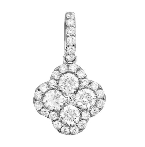 1.29 Ctw Diamond 18k White Gold Round Shape Womens Diamond Necklace Pendant