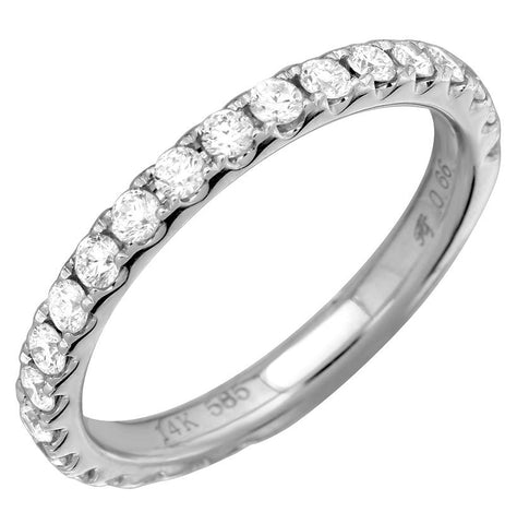 0.66 Ctw Diamond 14k White Gold Round Shape Womens Diamond Ring