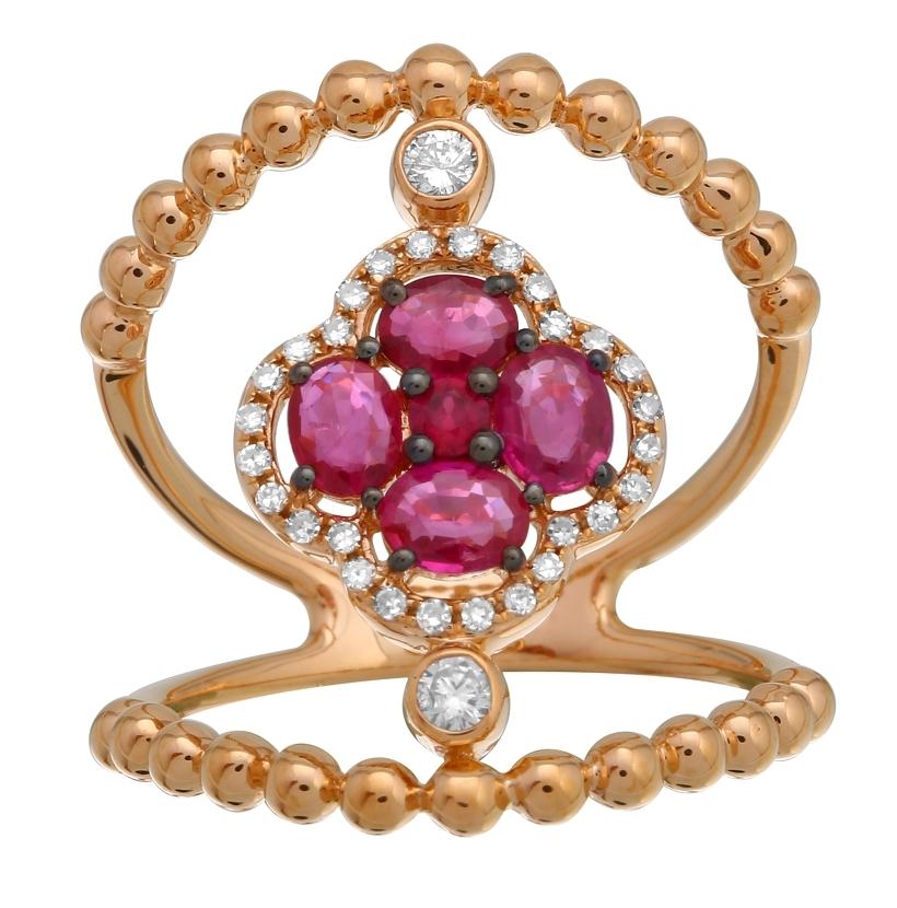 0.2 Ctw Diamond 14k Rose Gold Sapphire Round Shape Womens Gemstone Ring