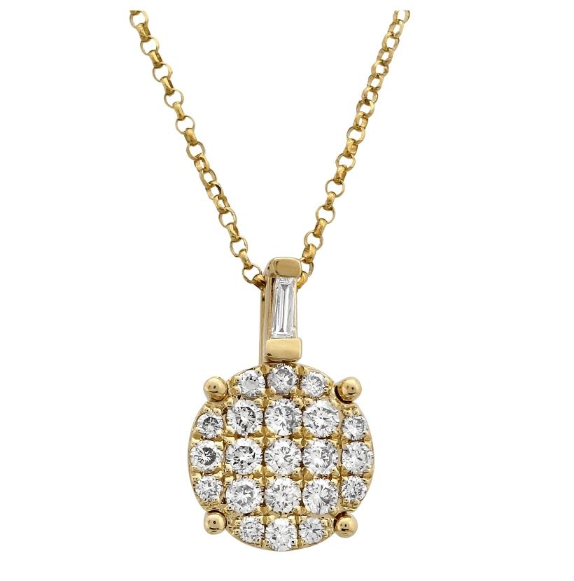 0.35 Ctw Diamond 14k Yellow Gold Round Tap Baguette Shape Womens Diamond Necklace Pendant With 16 Inch Chain