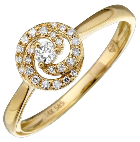 0.14 Ctw Diamond 14k Yellow Gold Round Shape Womens Diamond Ring