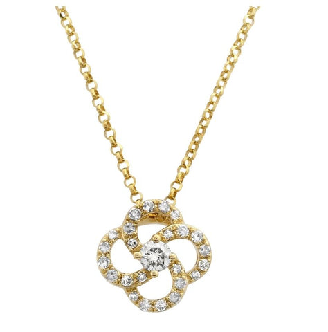 0.14 Ctw Diamond 14k Yellow Gold Round Shape Womens Diamond Necklace Pendant With 16 Inch Chain