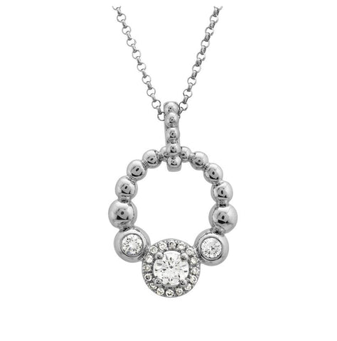 0.28 Ctw Diamond 14k White Gold Round Princess Shape Womens Diamond Necklace Pendant With 16 Inch Chain