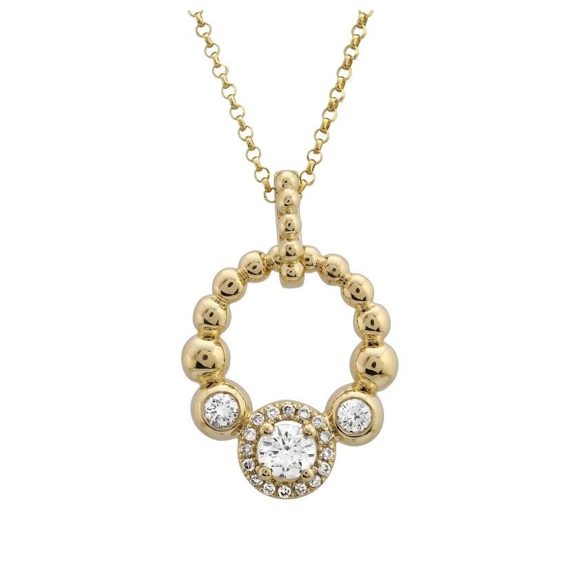 0.28 Ctw Diamond 14k Yellow Gold Round Princess Shape Womens Diamond Necklace Pendant With 16 Inch Chain