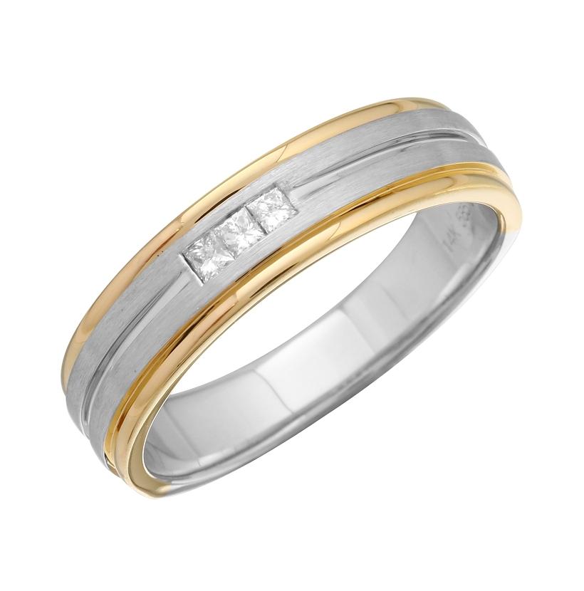 0.06 Ctw Diamond 14k Two Tone Gold Princess Shape Womens Ring, Size 6.5