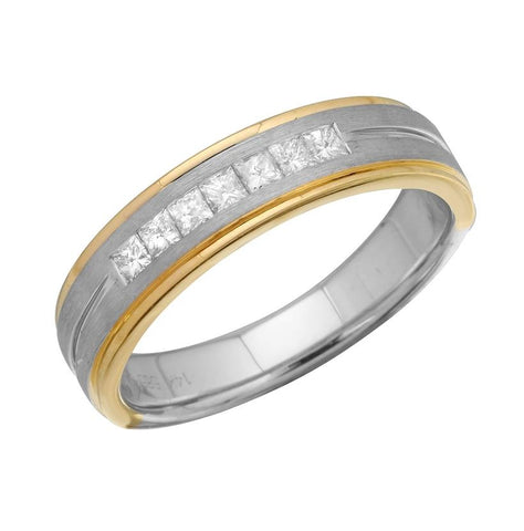 0.24 Ctw Diamond 14k Two Tone Gold Princess Shape Womens Ring, Size 6.5