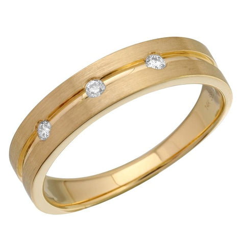 0.08 Ctw Diamond 14k Yellow Gold Round Shape Men's Ring, Size 10