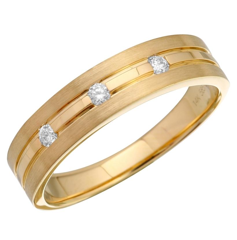 0.11 Ctw Diamond 14k Yellow Gold Round Shape Men's Ring, Size 10
