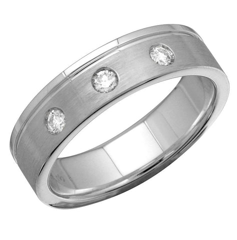 0.19 Ctw Diamond 14k White Gold Round Shape Men's Ring, Size 10
