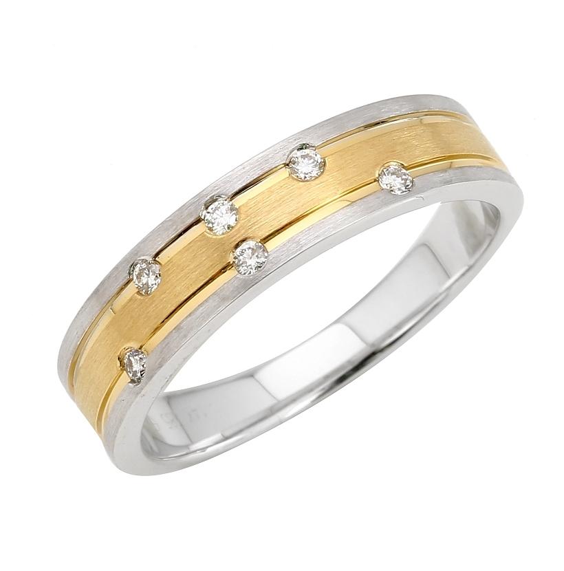 0.07 Ctw Diamond 14k Two Tone Gold Round Shape Womens Ring, Size 6.5