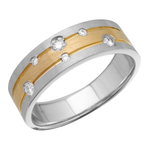 0.2 Ctw Diamond 14k Two Tone Gold Round Shape Men's Ring, Size 10