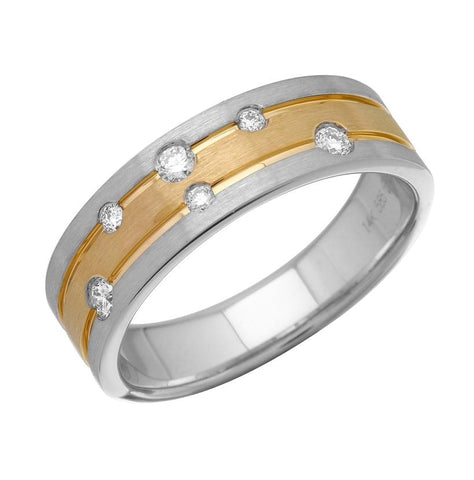 0.13 Ctw Diamond 14k Two Tone Gold Round Shape Womens Ring, Size 6.5