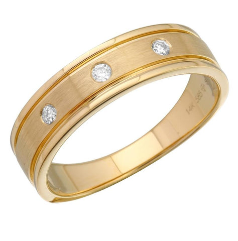 0.1 Ctw Diamond 14k Yellow Gold Round Shape Men's Ring, Size 10