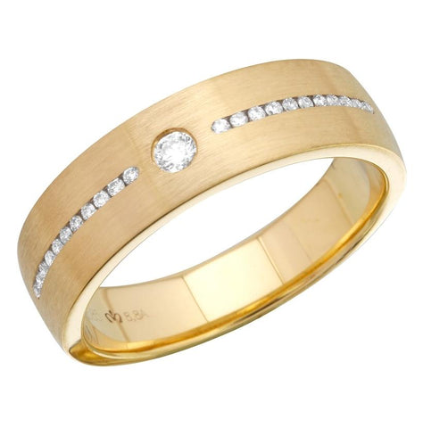 0.18 Ctw Diamond 14k Yellow Gold Round Shape Men's Ring, Size 10