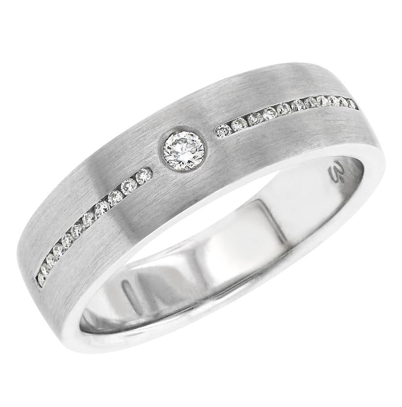 0.18 Ctw Diamond 14k White Gold Round Shape Men's Ring, Size 10